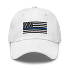 Hats White Classic Ball Cap with Back the Blue USA Flag Embroidery Infidel Collective
