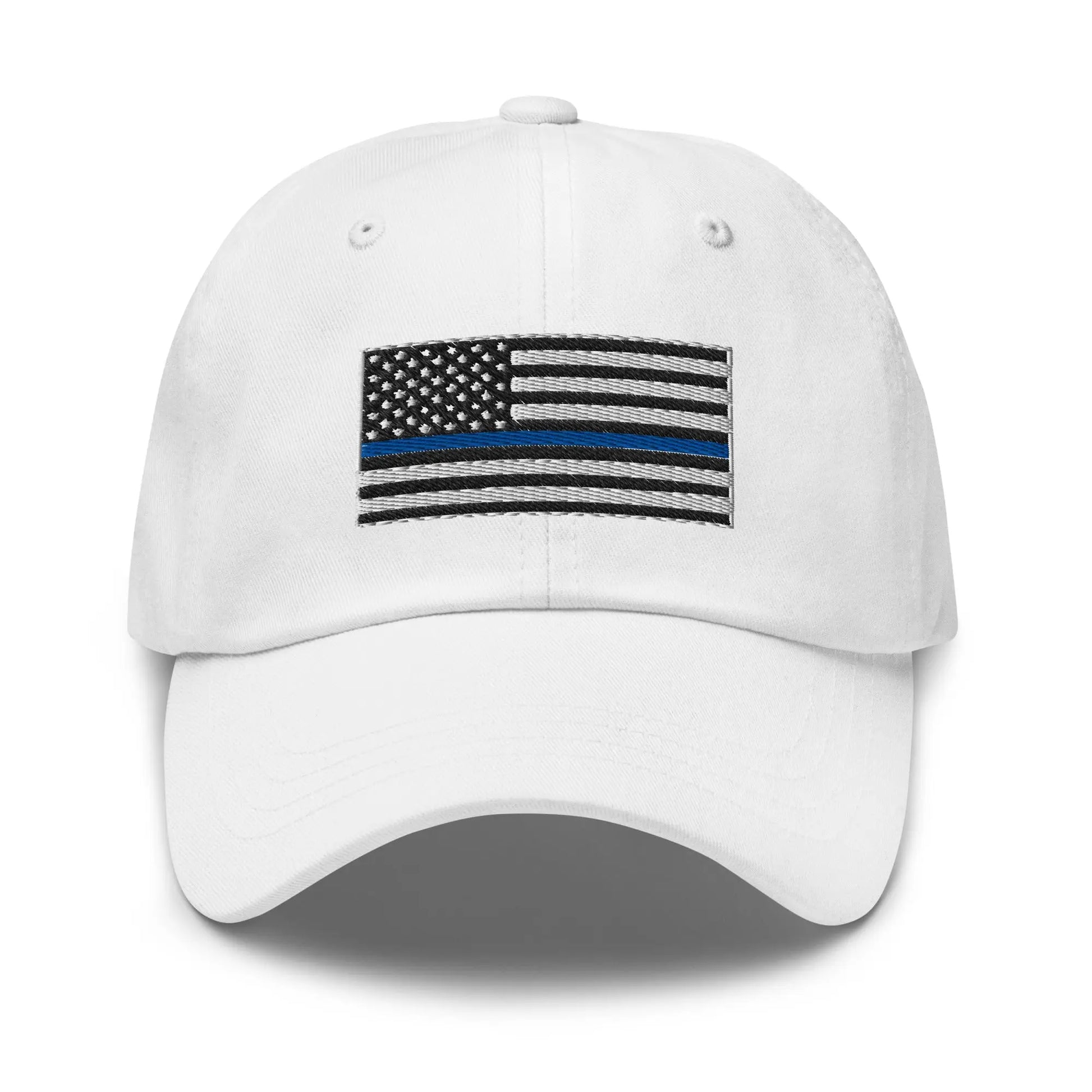 Hats White Classic Ball Cap with Back the Blue USA Flag Embroidery Infidel Collective