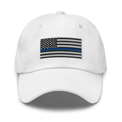 Hats White Classic Ball Cap with Back the Blue USA Flag Embroidery Infidel Collective