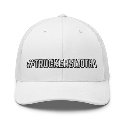 Hats White Snapback Custom Trucker Hat  Funny #TRUCKERSMOTHA for Mom's of Truckers Infidel Collective