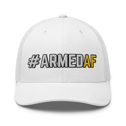Hats White Snapback Custom Trucker Hats 2A #ARMEDAF Cool Cap for Men & Women Infidel Collective