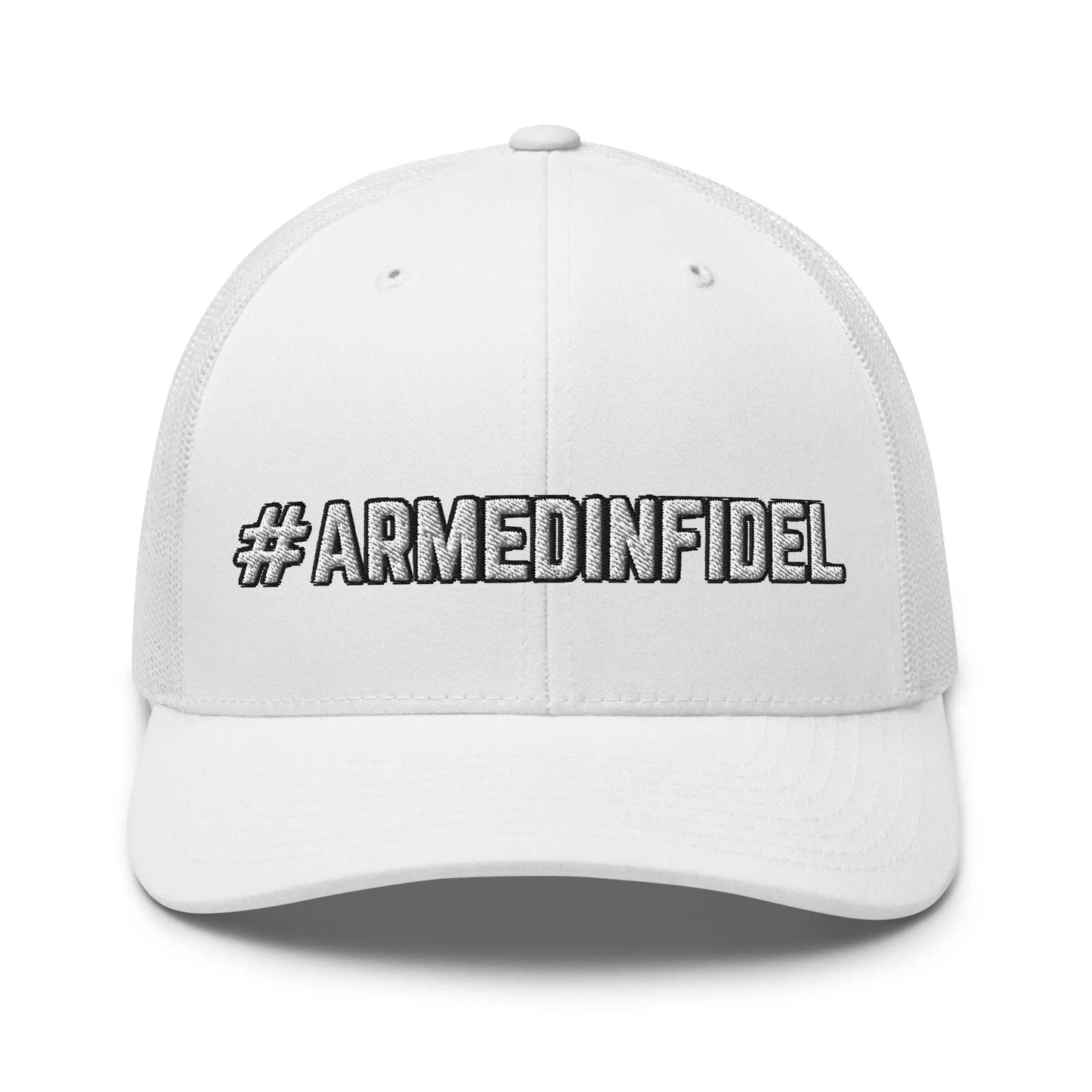 Hats White Snapback Custom Trucker Hats 2A #ARMEDINFIDEL Cap for Men & Women Infidel Collective