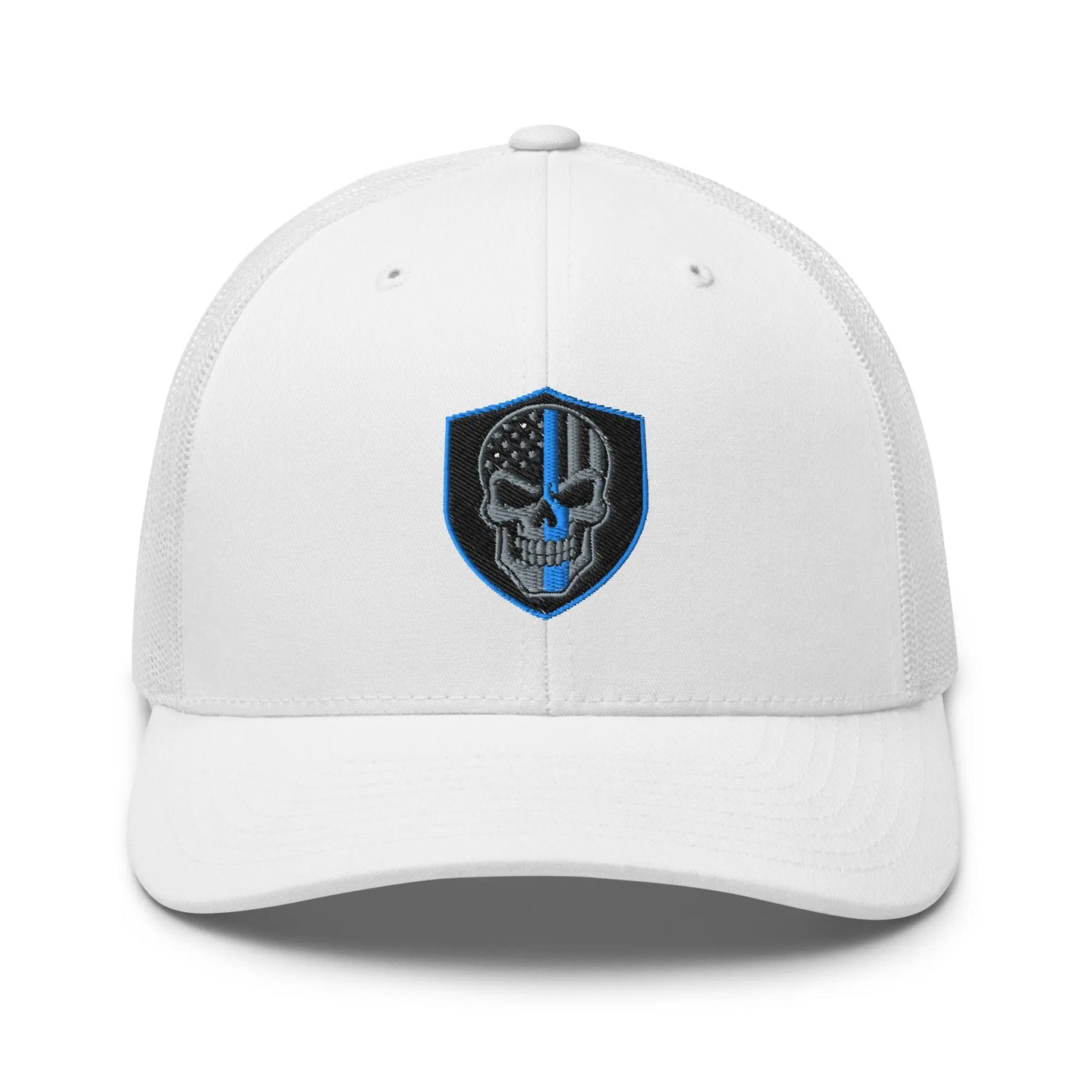 Hats White Snapback Custom Trucker Hats Blue Line Skull Cool Patriotic Cap Infidel Collective