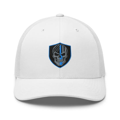 Hats White Snapback Custom Trucker Hats Blue Line Skull Cool Patriotic Cap Infidel Collective