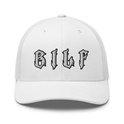 Hats White Snapback Custom Trucker Hats Cool BILF Bikers Cap for Men & Women Infidel Collective