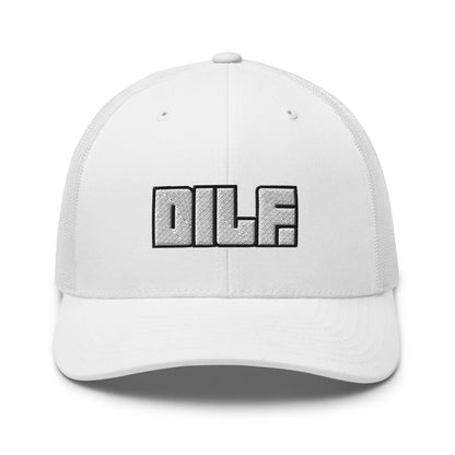Hats White Snapback Custom Trucker Hats DILF Block Cap – NSFW 2A for Men & Women Infidel Collective