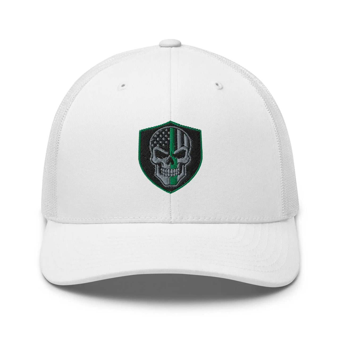 Hats White Snapback Custom Trucker Hats Green Line Skull Patriotic Cap for Men & Women Infidel Collective