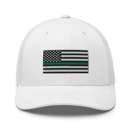 Hats White Snapback Custom Trucker Hats Thin Green Line Flag for Men & Women Infidel Collective