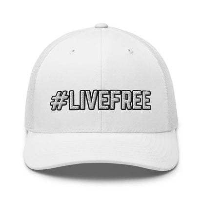 Hats White Snapback Custom Trucker Hats #LIVEFREE Patriotic Cap for Men & Women Infidel Collective
