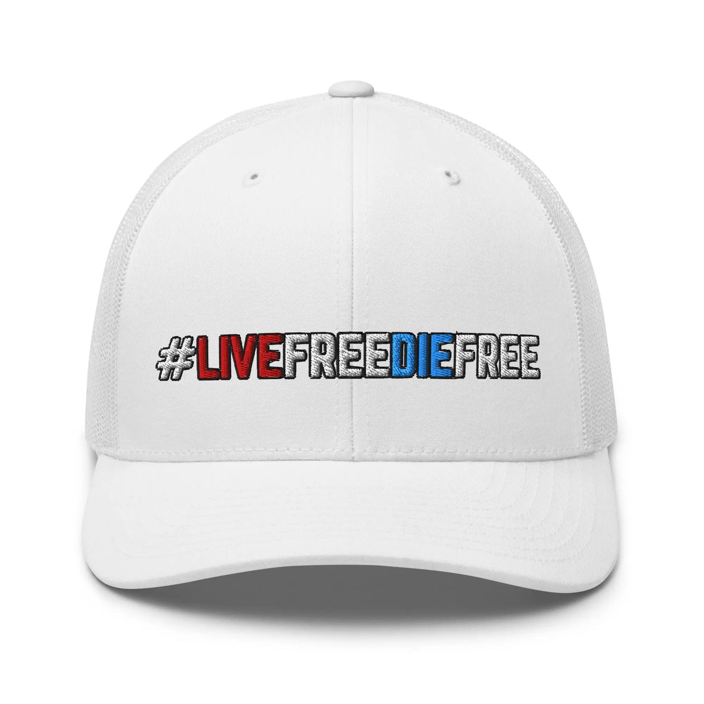 Hats White Snapback Custom Trucker Hats #LIVEFREEDIEFREE Patriotic Cap for Men & Women Infidel Collective