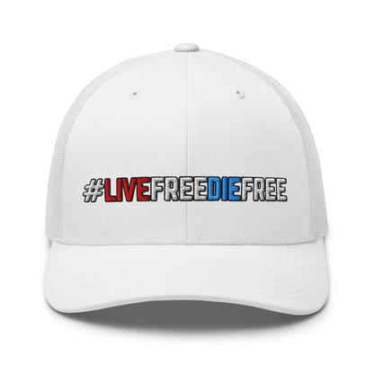 Hats White Snapback Custom Trucker Hats #LIVEFREEDIEFREE Patriotic Cap for Men & Women Infidel Collective