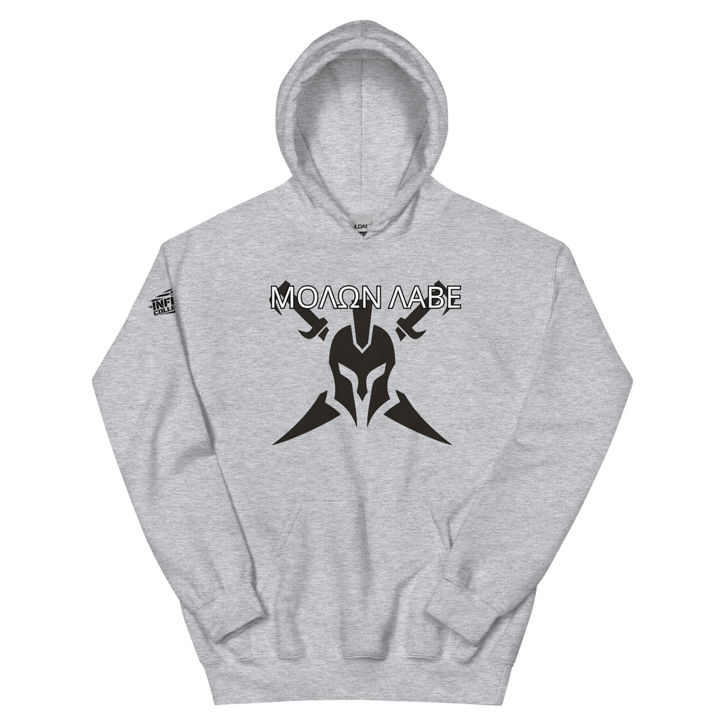 Molon Labe Spartan's Call to Arms 2A Grey Hoodie  Infidel Collective