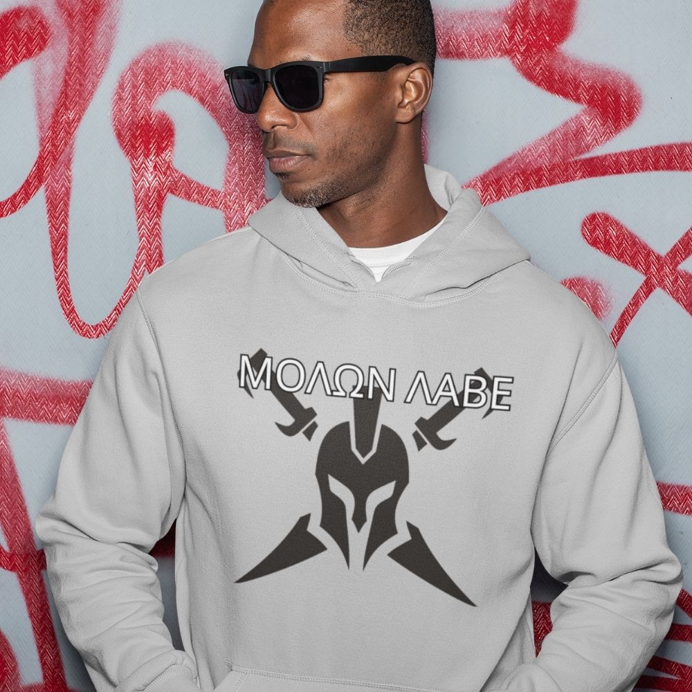 Molon Labe Spartan's Call to Arms 2A Grey Hoodie  Infidel Collective