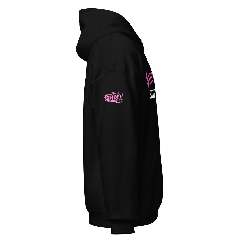 Shitshow Supervisor Pink on Black Hoodie  Infidel Collective