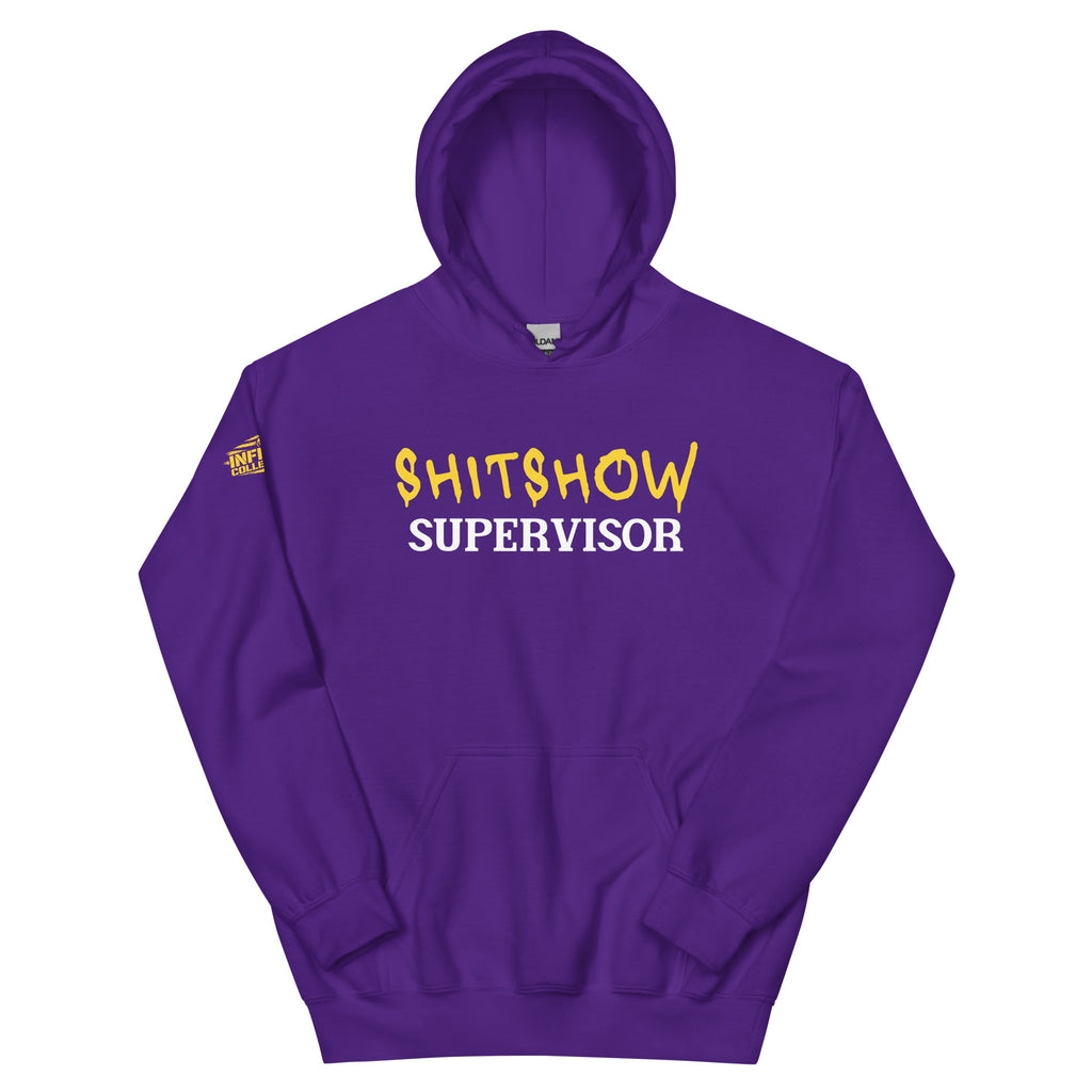 Shitshow Supervisor Yellow on Purple Hoodie  Infidel Collective