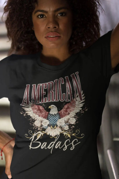 T-Shirt  Fourth of July T-Shirt: American Badass Eagle Black Graphic Tee Infidel Collective