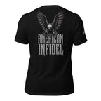 American Infidel eagle attack back print black tee from Infidel Collective