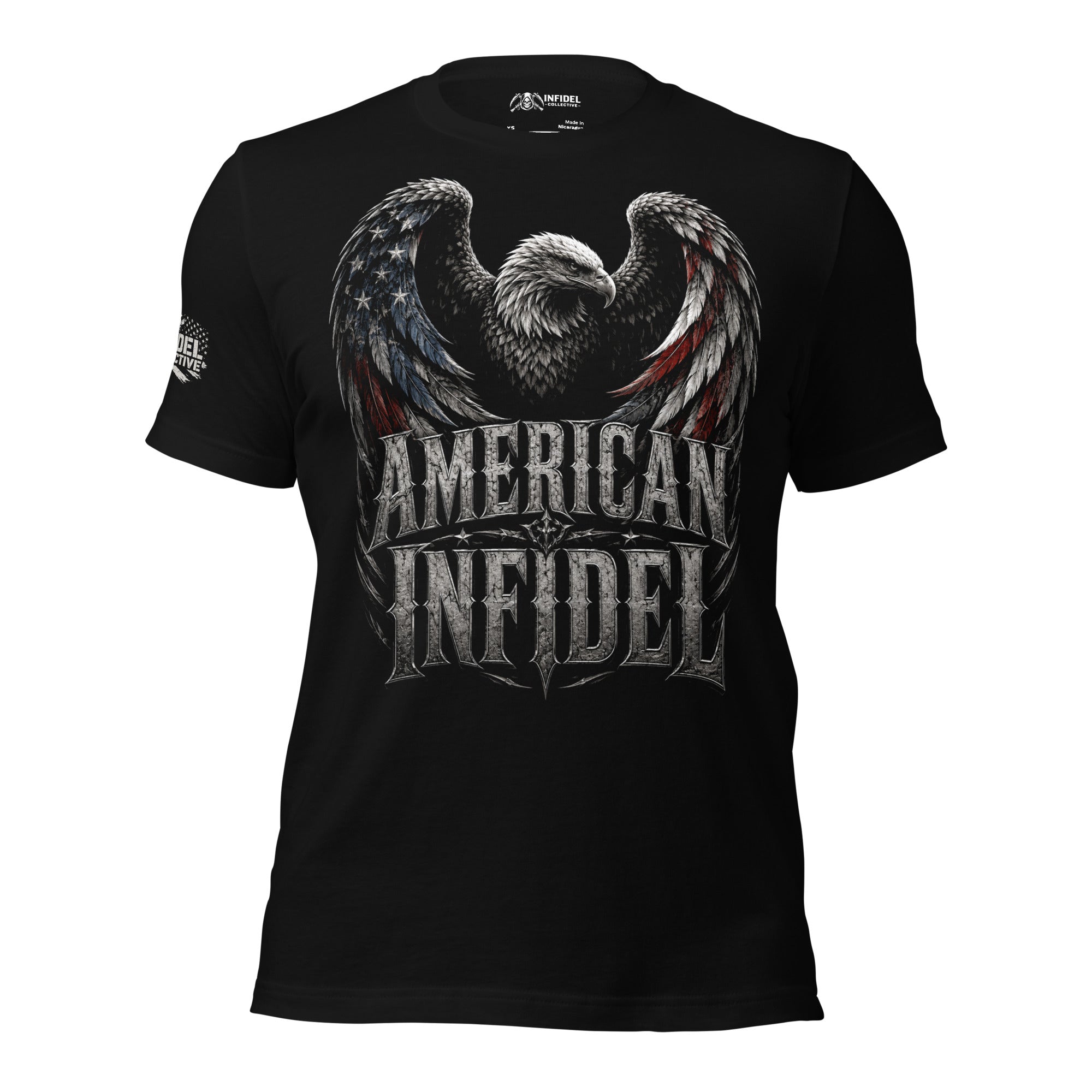 American Infidel Eagle Wings graphic black tee from Infidel Collective