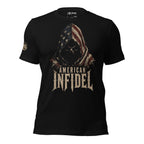 American Infidel flag hood graphic black tee from Infidel Collective