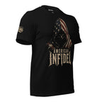American Infidel flag hood graphic black tee from Infidel Collective