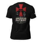American Patriot Faith Over Fear cross back print black tee from Infidel Collective