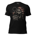 American Patriot Reaper flag graphic black tee from Infidel Collective