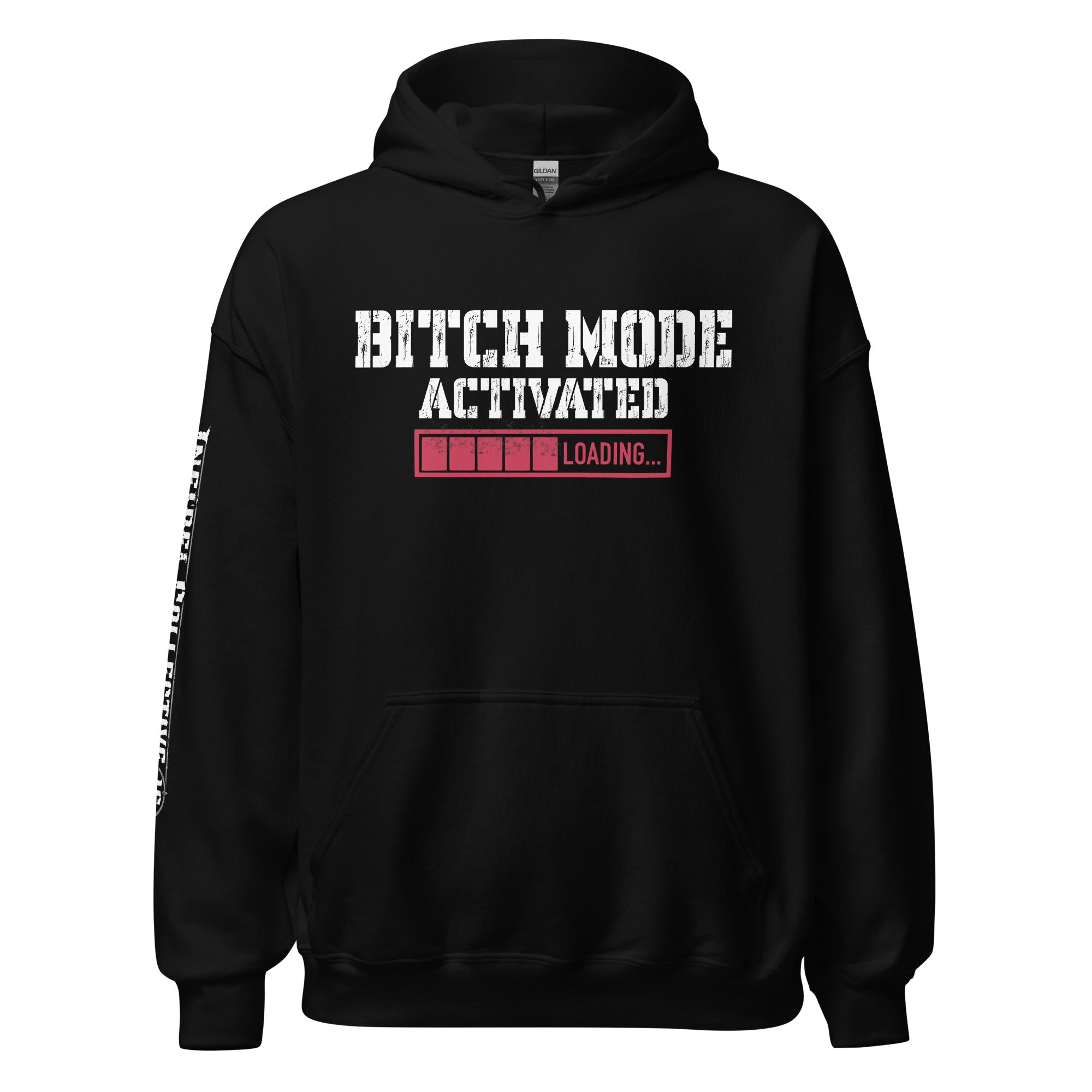 Bitch Mode Activated women’s front print black hoodie from Infidel Collective