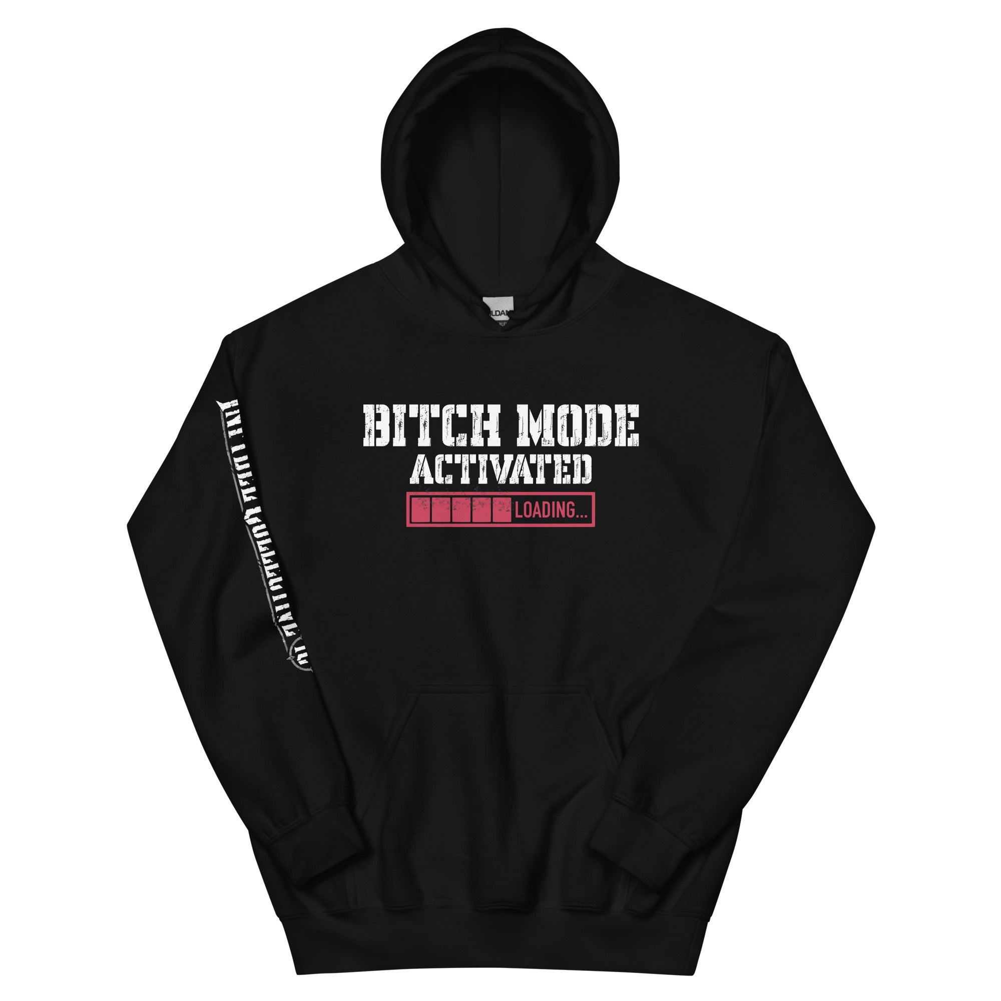 Bitch Mode Activated women’s front print black hoodie from Infidel Collective