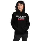 Bitch Mode Activated women’s front print black hoodie from Infidel Collective
