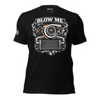Blow Me blower engine graphic black tee from Infidel Collective