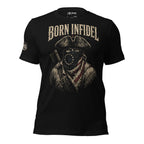 Born Infidel patriot raider front graphic black tee from Infidel Collective