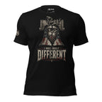 Built Different women liberty bell and rattlesnake graphic black tee from Infidel Collective