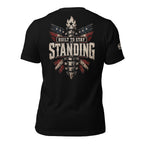 Built to Stay Standing women steel spine graphic black tee from Infidel Collective