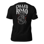Called by the Road biker skull cross back print black tee from Infidel Collective