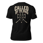Called by the Road iron cross back print black tee from Infidel Collective