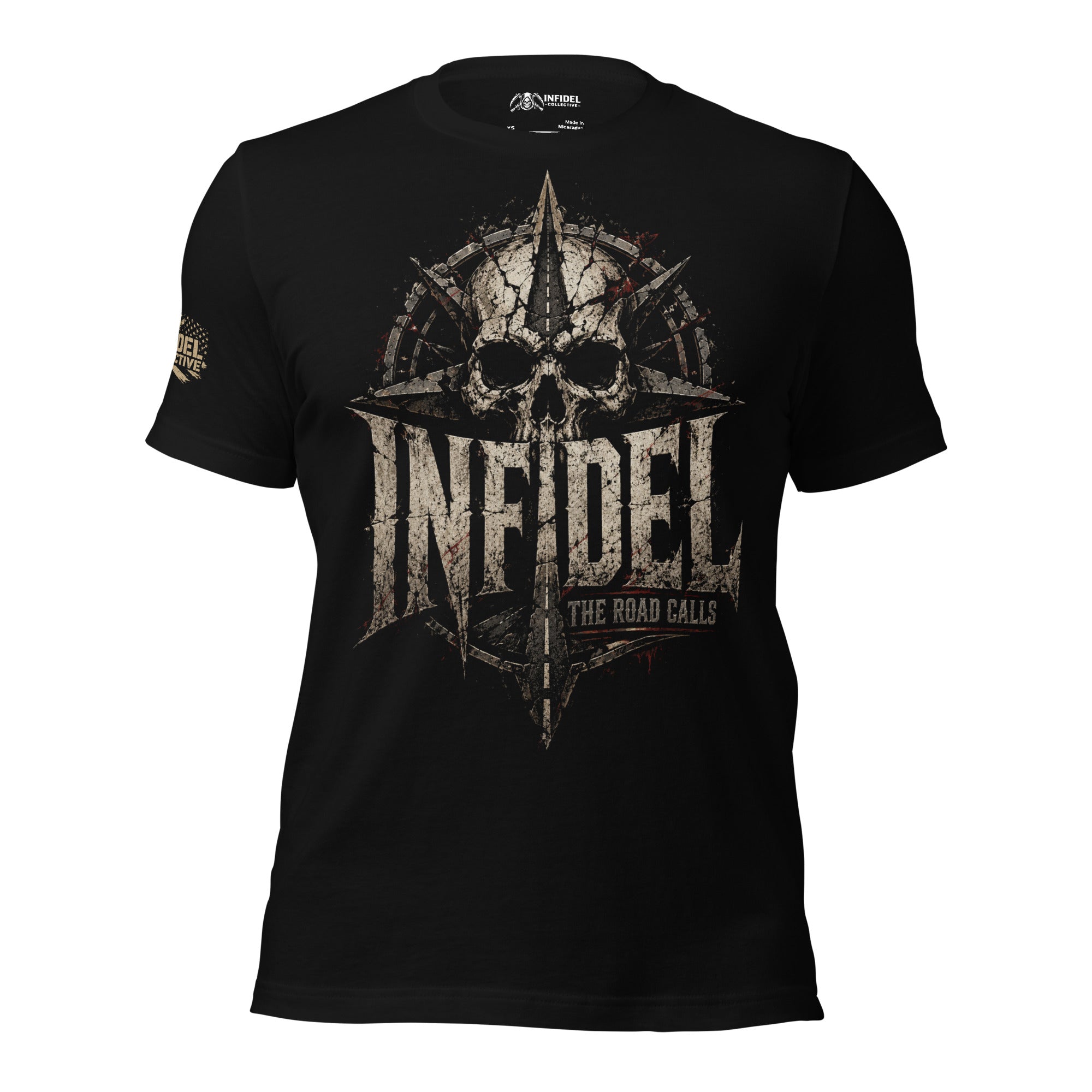 Called From All Directions road compass graphic black tee from Infidel Collective