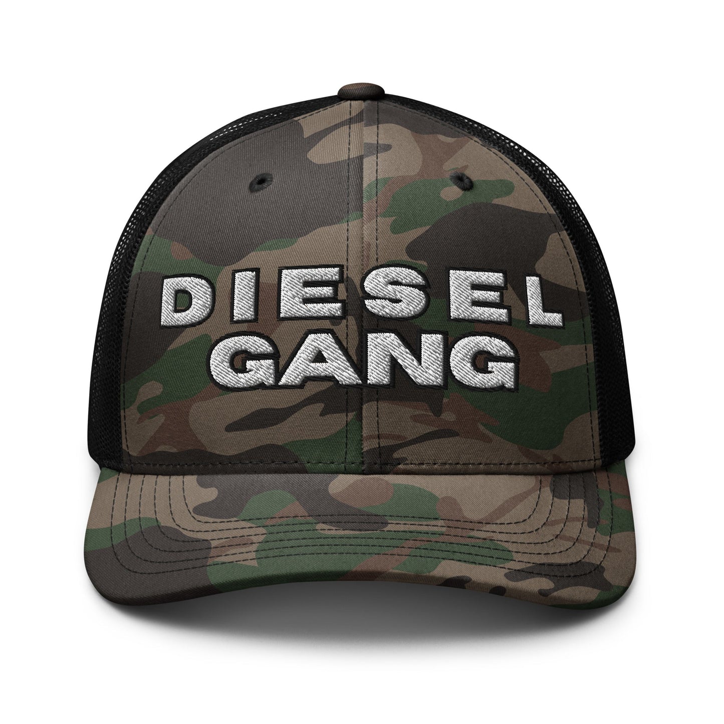 Hats Camo-Black Snapback Custom Trucker Hat – Diesel Gang Camo Edition for Rugged Style Infidel Collective