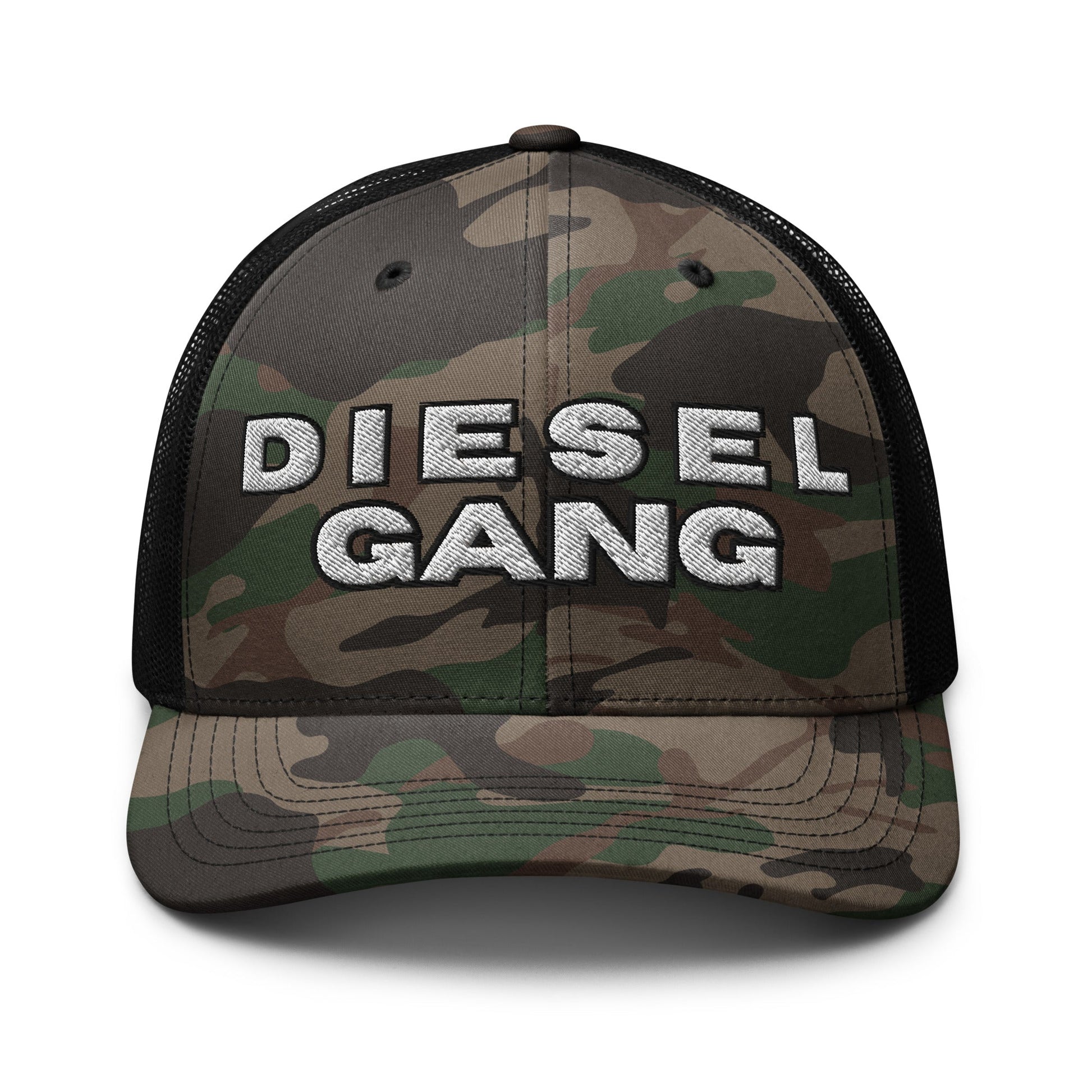 Hats Camo-Black Snapback Custom Trucker Hat – Diesel Gang Camo Edition for Rugged Style Infidel Collective