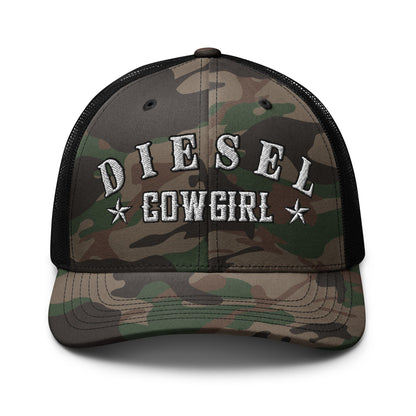 Hats Camo-Black Custom Diesel Cowgirl Camo Hat – Snapback Trucker Cap for Diesel Gang Women Infidel Collective