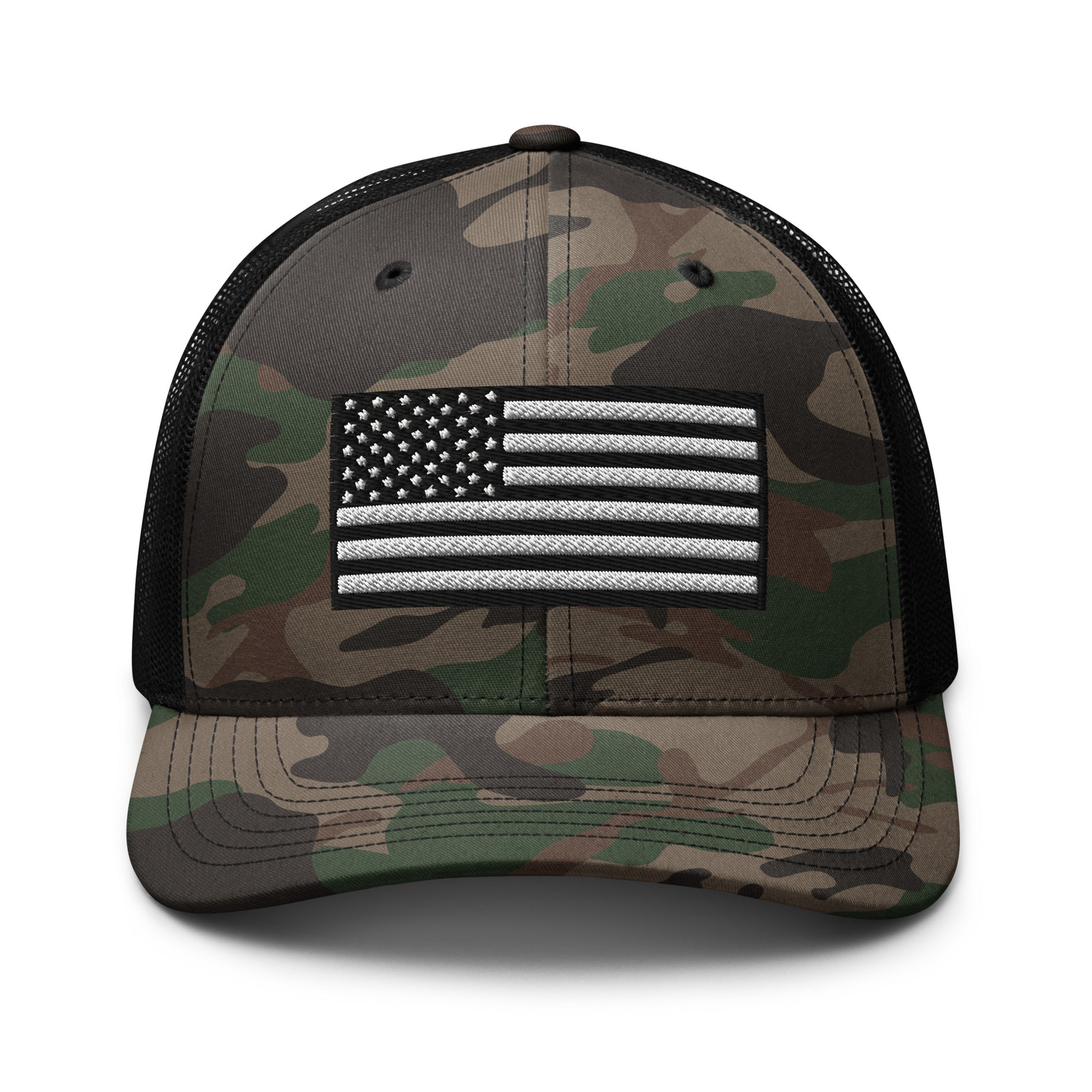 Monochrome US Flag Camo Patriotic Hat - Custom Snapback Trucker Caps  Infidel Collective