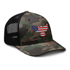 Snapback Camo Trucker Hats - Red, White, and Blue Old Glory Eagle  Infidel Collective