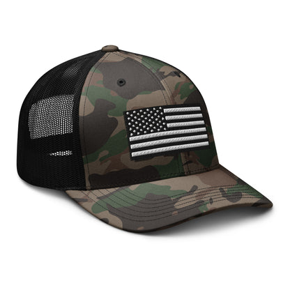 Monochrome US Flag Camo Patriotic Hat - Custom Snapback Trucker Caps  Infidel Collective