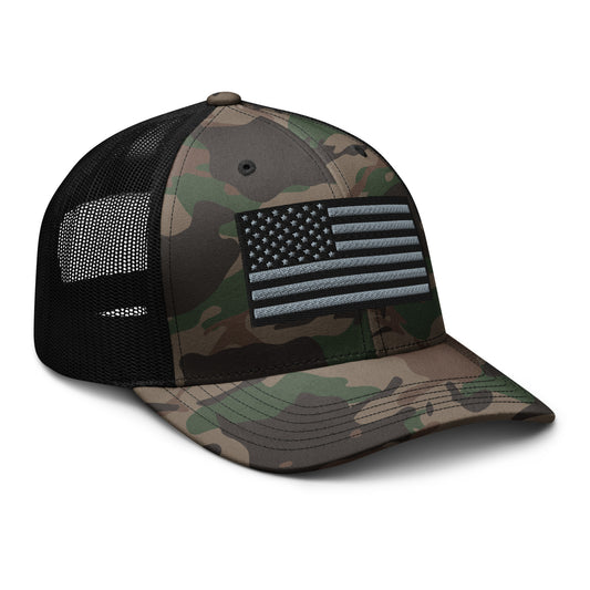 Camo Tactical USA Flag - Custom Patriotic Snapback Trucker Hats  Infidel Collective