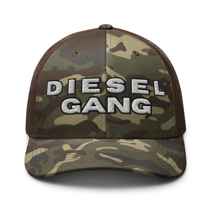 Hats Camo-Brown Snapback Custom Trucker Hat – Diesel Gang Camo Edition for Rugged Style Infidel Collective