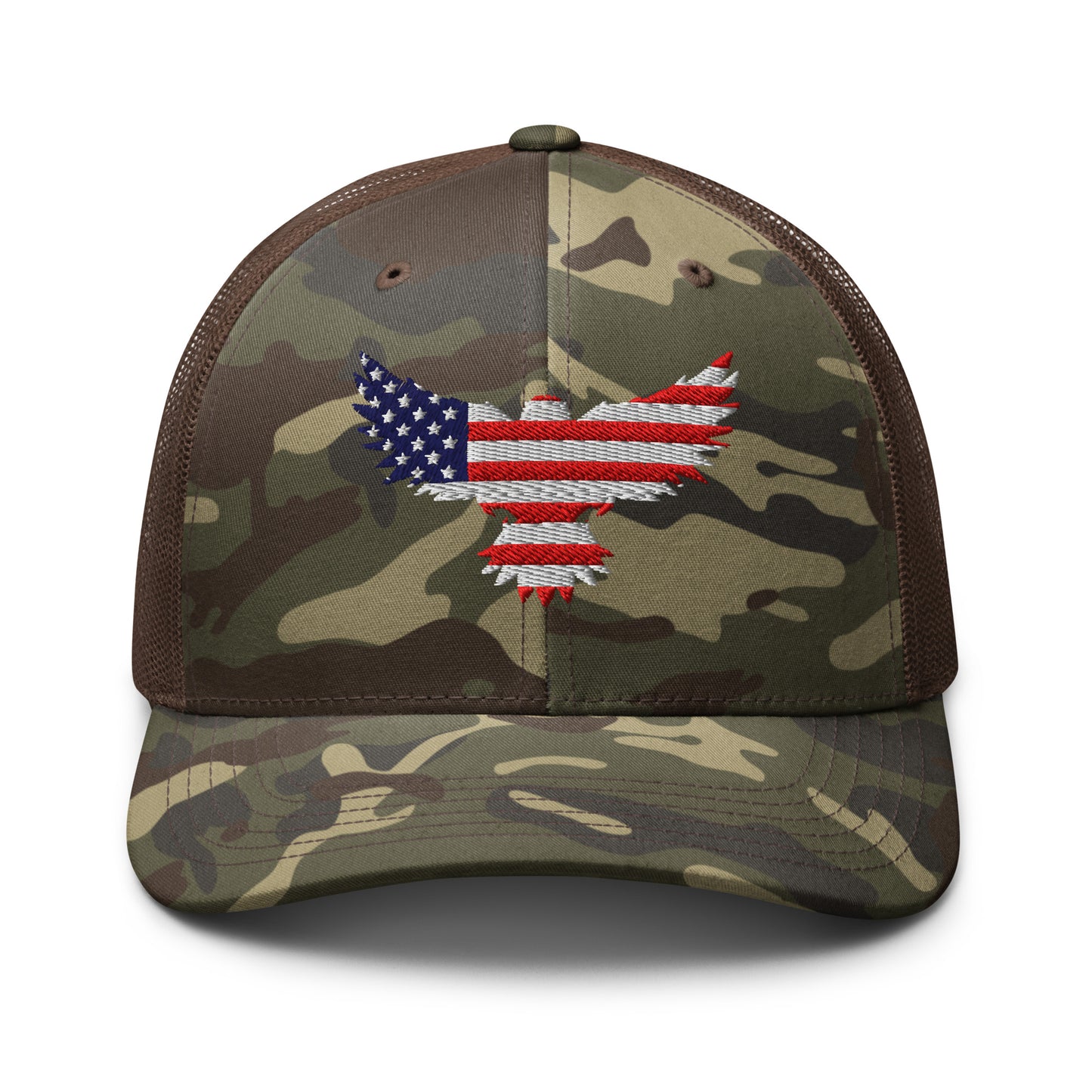 Snapback Camo Trucker Hats - Red, White, and Blue Old Glory Eagle  Infidel Collective