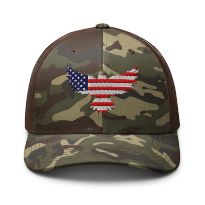 Snapback Camo Trucker Hats - Red, White, and Blue Old Glory Eagle  Infidel Collective