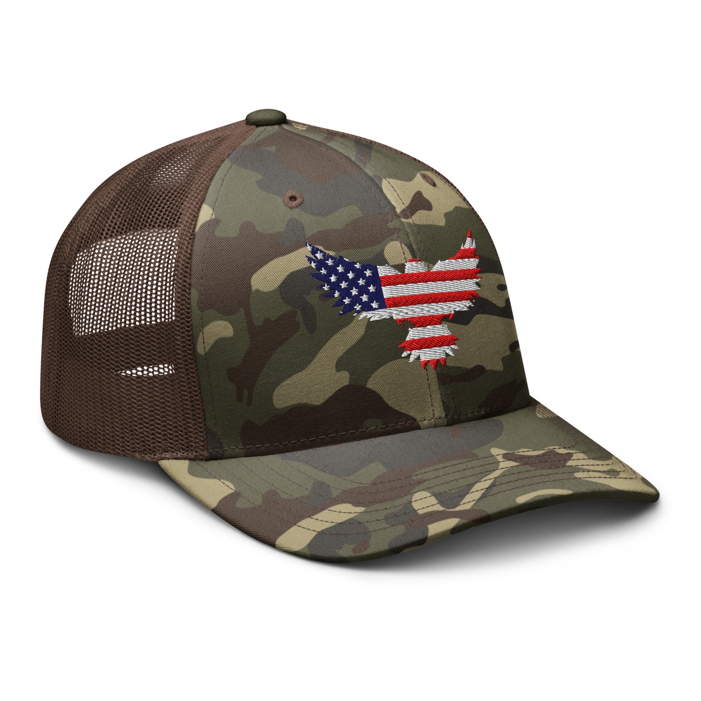 Snapback Camo Trucker Hats - Red, White, and Blue Old Glory Eagle  Infidel Collective