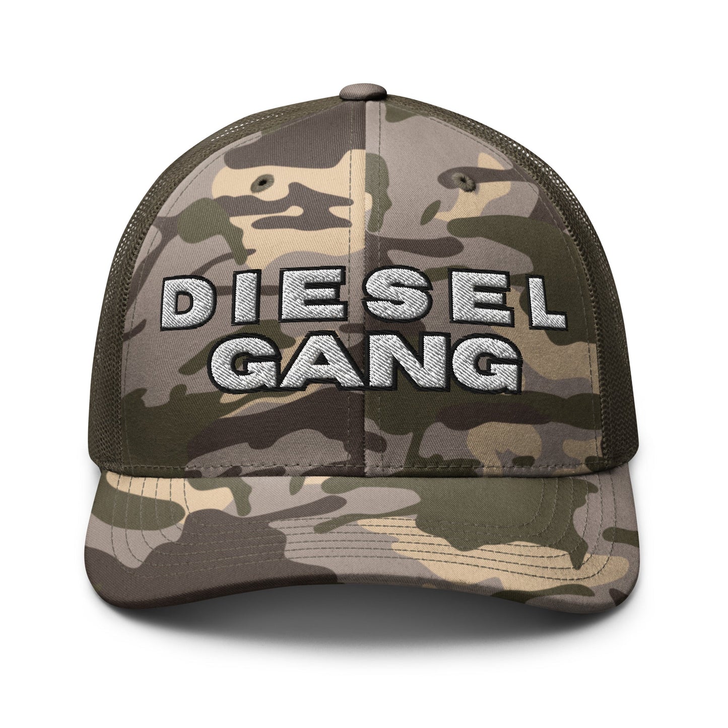 Hats Camo-Olive Snapback Custom Trucker Hat – Diesel Gang Camo Edition for Rugged Style Infidel Collective