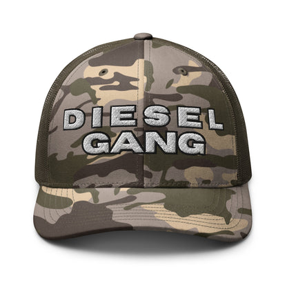 Hats Camo-Olive Snapback Custom Trucker Hat – Diesel Gang Camo Edition for Rugged Style Infidel Collective