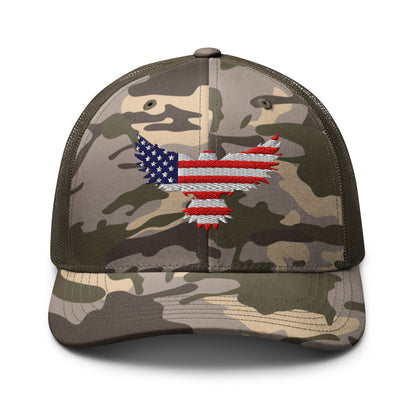 Snapback Camo Trucker Hats - Red, White, and Blue Old Glory Eagle  Infidel Collective